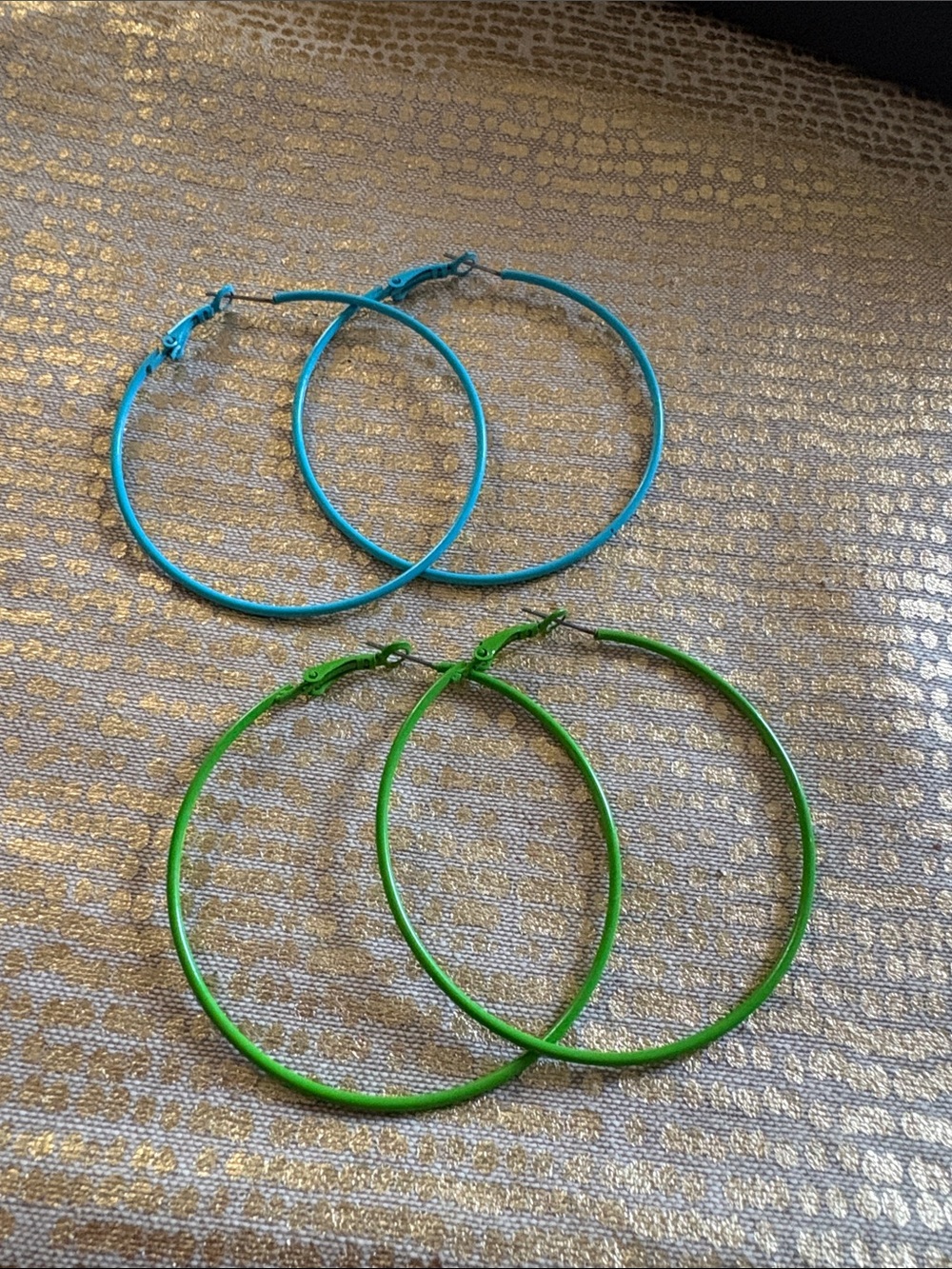 Bright Blue and Green Hoop Earring Set